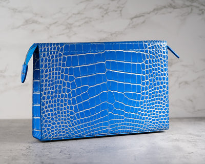 Bespoke Clutch Bag in 2 Tone Blue Silver Alligator