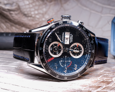 Bespoke Watch Strap in Black Crocodile