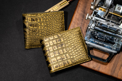 Bespoke Bifold Wallets in Gold Brushed Alligator