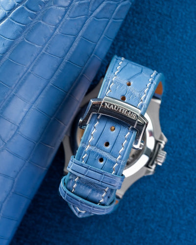 Bespoke Watch Strap in Baby Blue Himalayan Crocodile