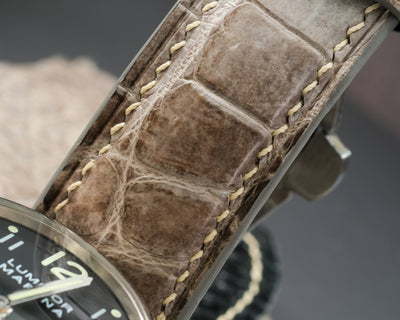Bespoke Watch Strap in Grey Himalayan Crocodile