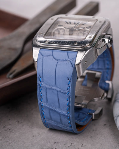 Bespoke Watch Strap in Baby Blue Himalayan Crocodile