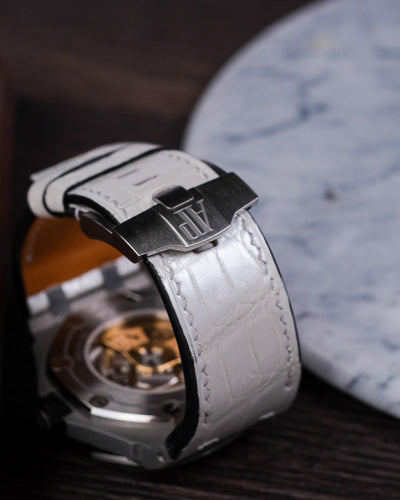 Bespoke Watch Strap in White Crocodile