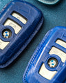 Bespoke Key Fob Covers in Blue Crocodile & Nappa