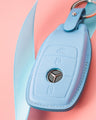 Bespoke Key Fob Cover in Baby Blue Nappa