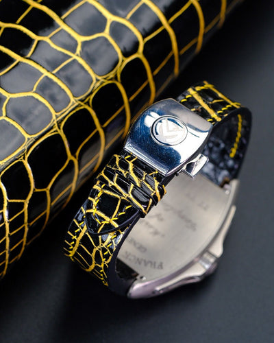 Bespoke Watch Strap in Black Gold Alligator