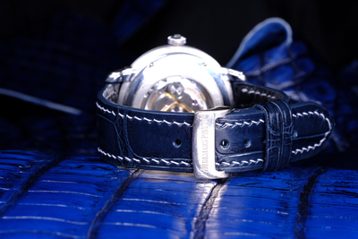 Bespoke Watch Strap in Navy Blue Crocodile