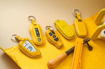 Bespoke Key Fob Cover in Yellow Nappa