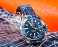 Bespoke Watch Strap in Tainted Blue Snowflake Crocodile