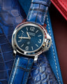 Bespoke Watch Strap in 2 Tone Blue Crocodile