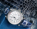 Bespoke Watch Strap in Tainted Blue Snowflake Crocodile
