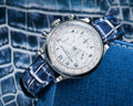Bespoke Watch Strap in Tainted Blue Snowflake Crocodile