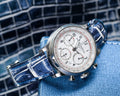 Bespoke Watch Strap in Tainted Blue Snowflake Crocodile