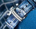 Bespoke Watch Strap in Tainted Blue Snowflake Crocodile