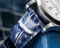 Bespoke Watch Strap in Tainted Blue Snowflake Crocodile