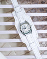 Bespoke Bund Strap in White Crocodile