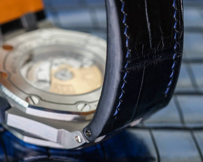 Bespoke Watch Strap in Navy Blue Crocodile