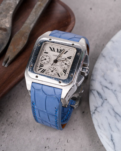 Bespoke Watch Strap in Baby Blue Himalayan Crocodile