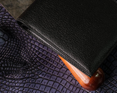 Bespoke Bifold Wallet in Black Chevre