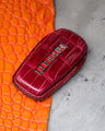 Bespoke Key Fob Cover in Blood Red Crocodile