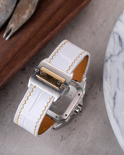 Bespoke Watch Strap in White Crocodile