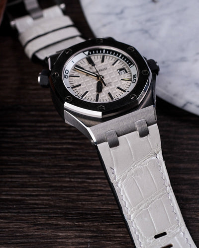 Bespoke Watch Strap in White Crocodile