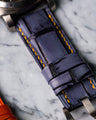 Bespoke Watch Straps in Grey Rubbed Off Crocodile & Volcano Orange Alligator