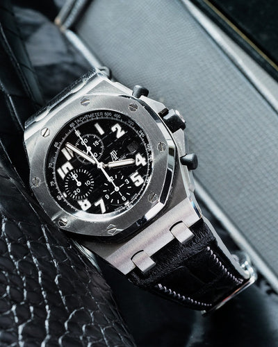 Bespoke Watch Strap in Black Crocodile