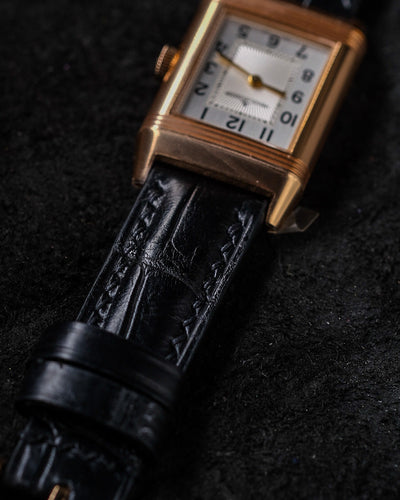 Bespoke Watch Strap In Black Crocodile