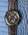 Bespoke Watch Strap in Charcoal Grey Alligator