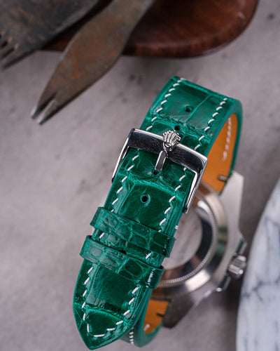 Bespoke Watch Strap in Emerald Green Crocodile