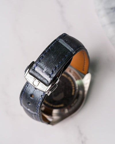 Bespoke Watch Strap in Black Silver Crocodile