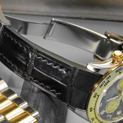 Bespoke Watch Strap in Black Crocodile