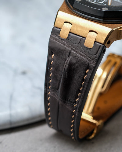 Bespoke Watch Strap in Charcoal Grey Alligator