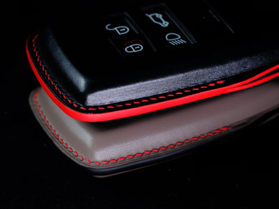 Bespoke Key Fob Covers in Black & Taupe Nappa