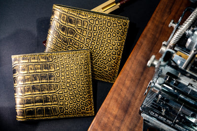 Bespoke Bifold Wallets in Gold Brushed Alligator