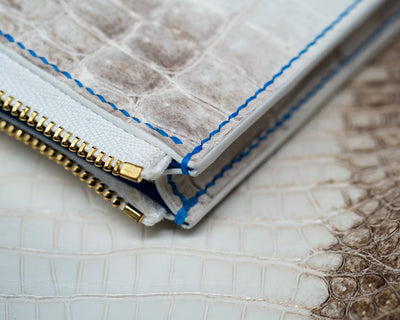 Bespoke Zipper Wallet in Natural Himalayan Crocodile