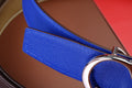 Bespoke Reversible Belts in Electric Blue, Taupe Epsom & Chocolate Brown, Maroon Togo