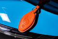 Bespoke Key Fob Cover in Orange Nappa & Turquoise Blue Crocodile