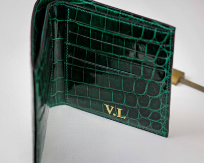Bespoke Bifold Wallet in Hunter Green Crocodile
