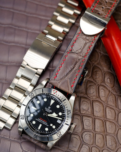 Bespoke Watch Strap in Grey Himalayan Crocodile