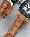 Bespoke Watch Strap in 2 Tone Chestnut Brown Crocodile