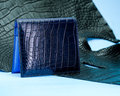 Bespoke Bifold Wallet in Navy Blue Crocodile