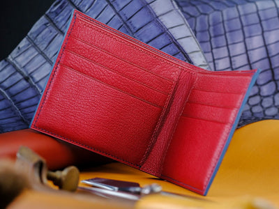 Bespoke Bifold Wallet in Grey Rubbed Off Crocodile