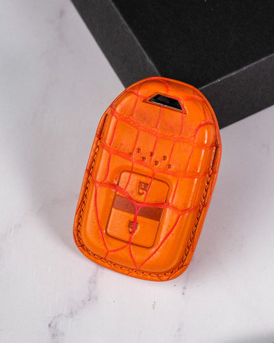 Bespoke Key Fob Cover in 2 Tone Orange Crocodile