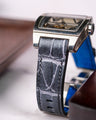 Bespoke Watch Strap in Black Silver Crocodile