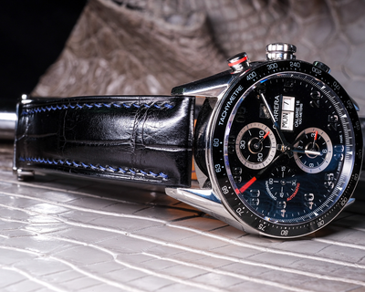 Bespoke Watch Strap in Black Crocodile