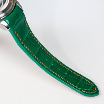 Bespoke Watch Strap in Emerald Green Crocodile