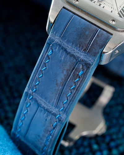 Bespoke Watch Strap in Baby Blue Himalayan Crocodile