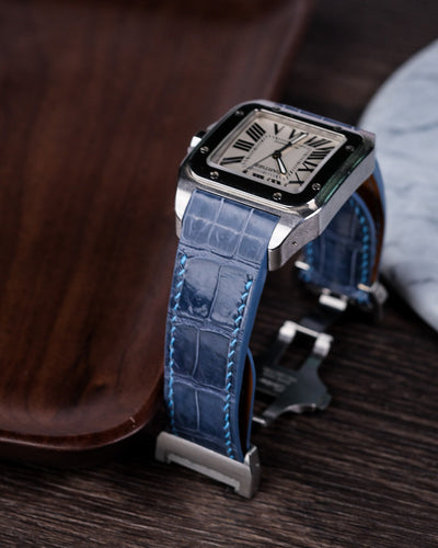 Bespoke Watch Strap in Icy Blue Alligator